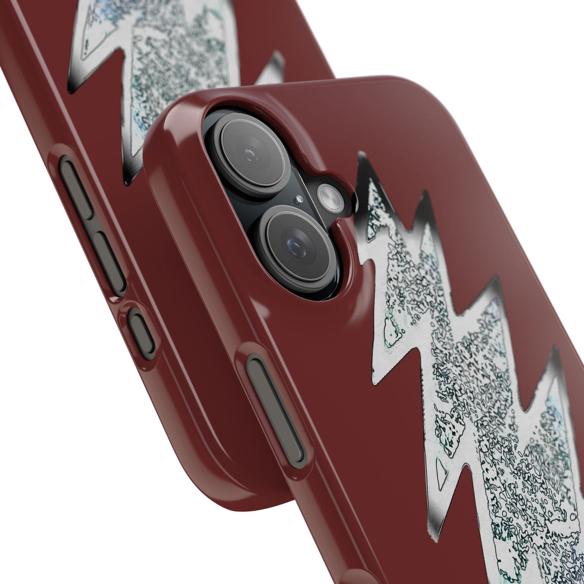 Silver Lightning Bolt Slim Case | Phone Case, Burgundy Background, gift for deadhead