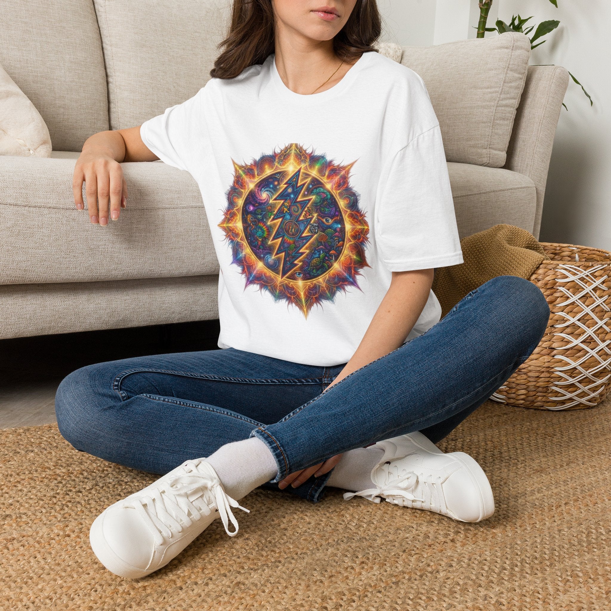 Psychedelic Lightning Mandala T-Shirt | Grateful Dead Inspired Hippie Tee
