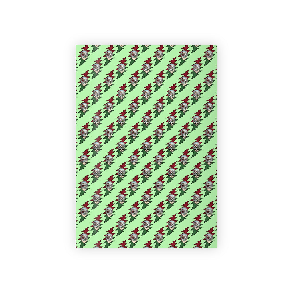 Retro Lightning Skull Pattern Gift Wrapping Paper Roll | 1pc, grateful dead, gift for a deadhead