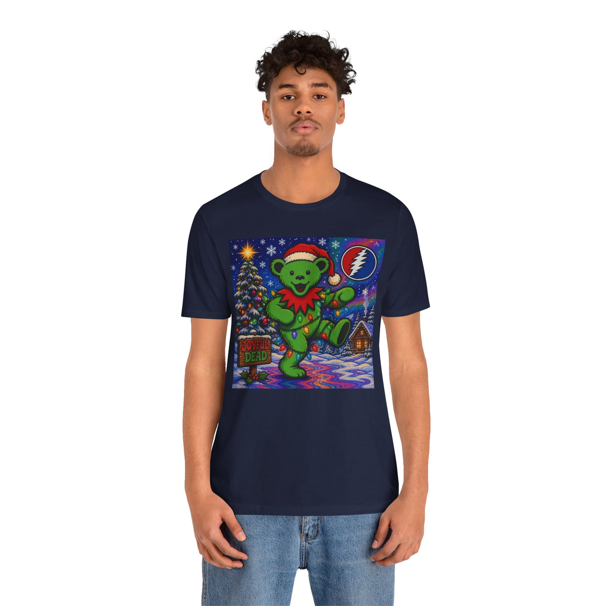 Gift for deadhead, her, him, Dancing Bear Christmas Grateful Dead Tee | Holiday Stealie Graphic