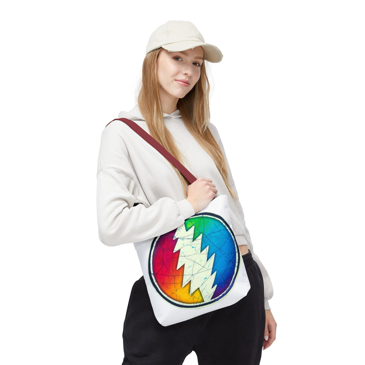 Rainbow Steal Your Face Tote Bag | Psychedelic Grateful Dead Circle