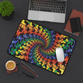 Grateful Dead Bear Rainbow Spiral Skull Pattern Desk Mat | Psychedelic Mouse Pad, gift for a deadhead