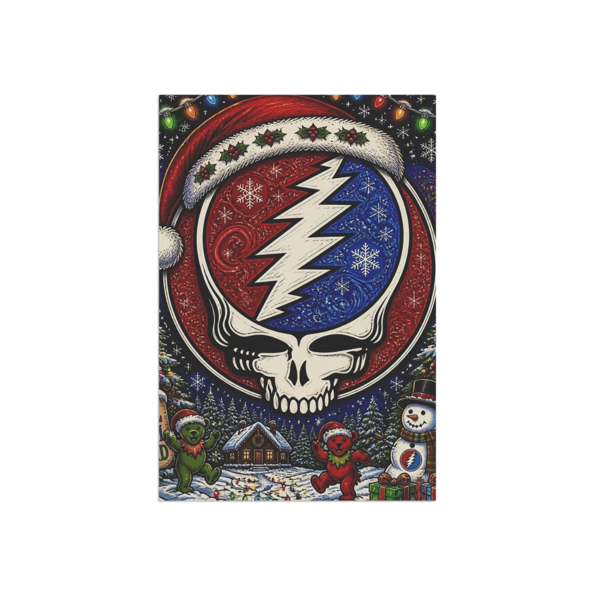 Steal Your Face Santa Skull Garden Flag | House Banner, Holiday Grateful Dead Décor