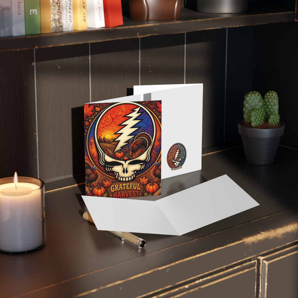 Steal Your Thanks skull pumpkin Thanksgiving Greeting Cards, Grateful Dead inspired