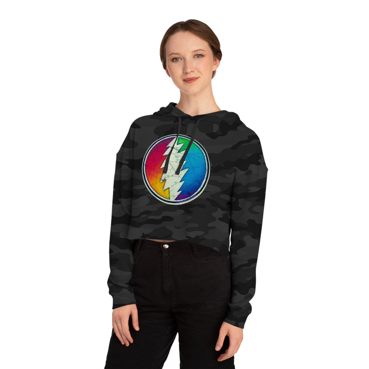 Grateful Dead Bears Cropped Hooded Sweatshirt | Vintage Band Hoodie