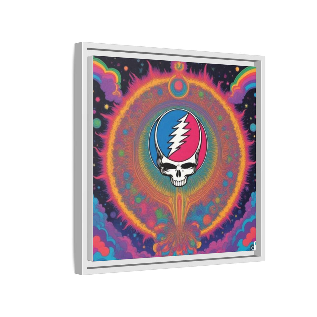 Psychedelic Skull Lightning Bolt Matte Canvas Framed | Colorful Wall Art