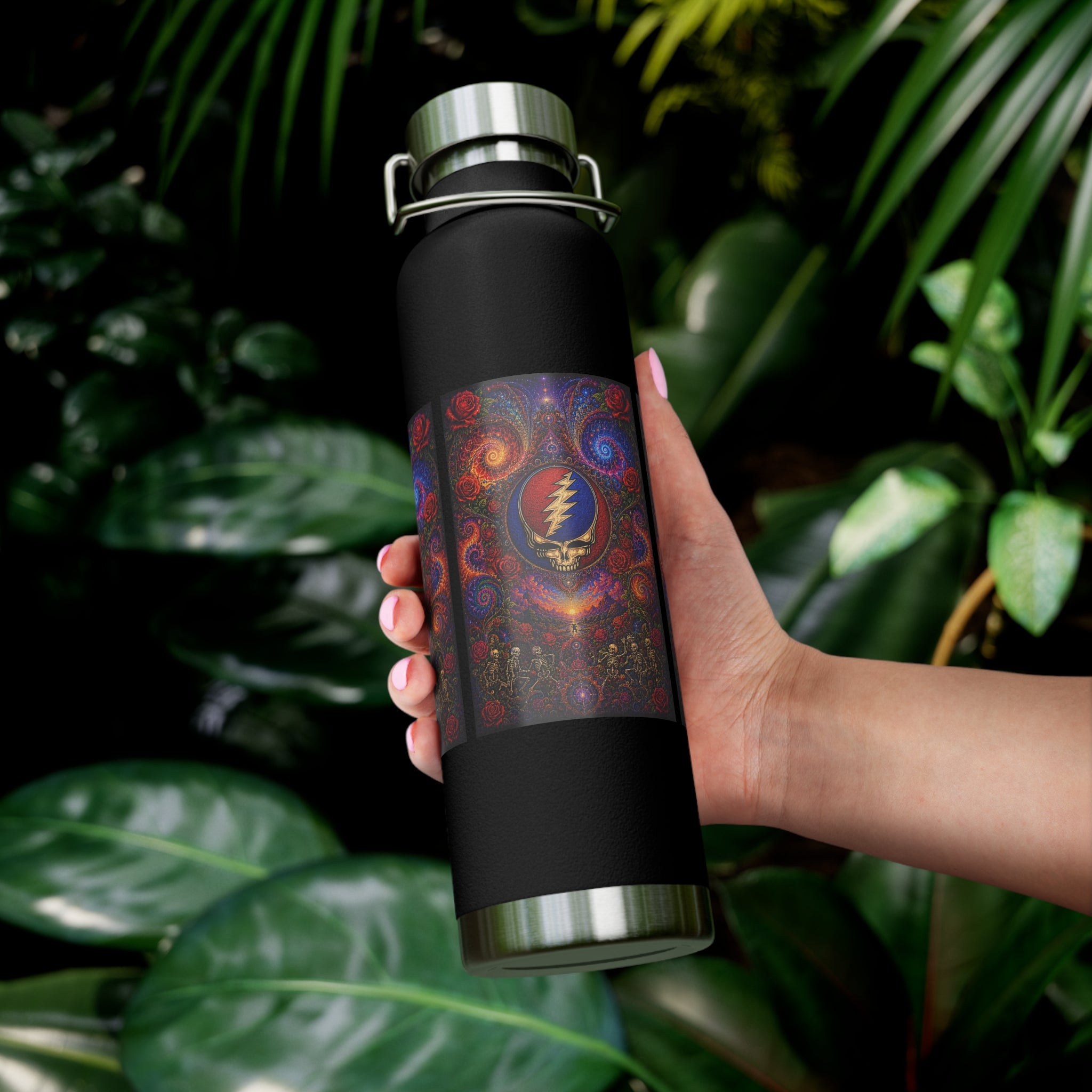Psychedelic Grateful Dead Stealie Water Bottle, Vacuum Insulated Bottle