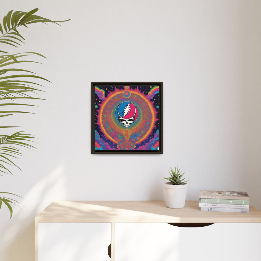 Psychedelic Skull Lightning Bolt Matte Canvas Framed | Colorful Wall Art