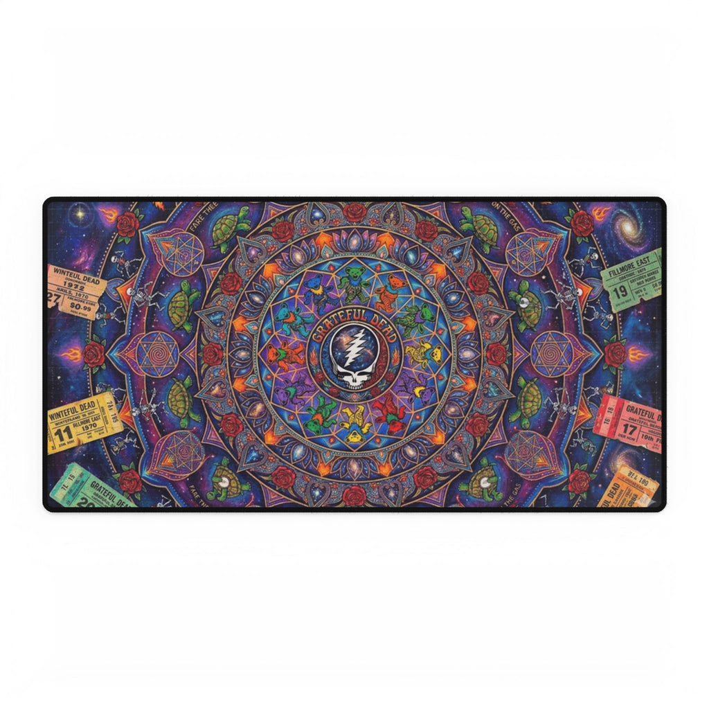 Psychedelic Mandala Grateful Dead Pattern Desk Mat | Colorful Kaleidoscope Mouse Pad, gift for a deadhead