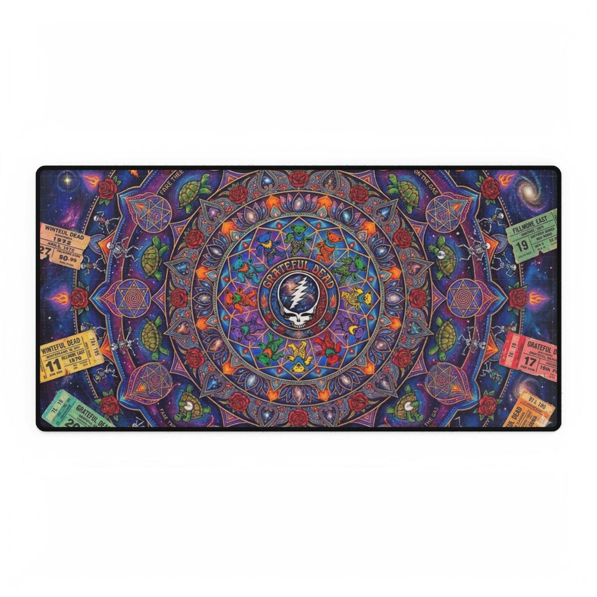 Psychedelic Mandala Grateful Dead Pattern Desk Mat | Colorful Kaleidoscope Mouse Pad, gift for a deadhead