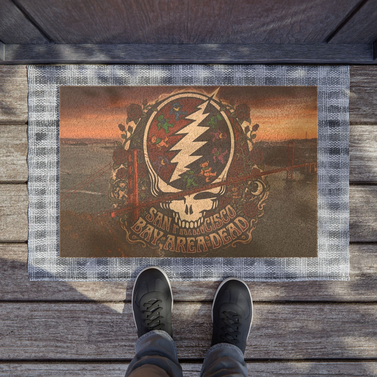 Grateful Dead Steal Your Face Skull Doormat | San Francisco Bay Areacrest, gift for a deadhead