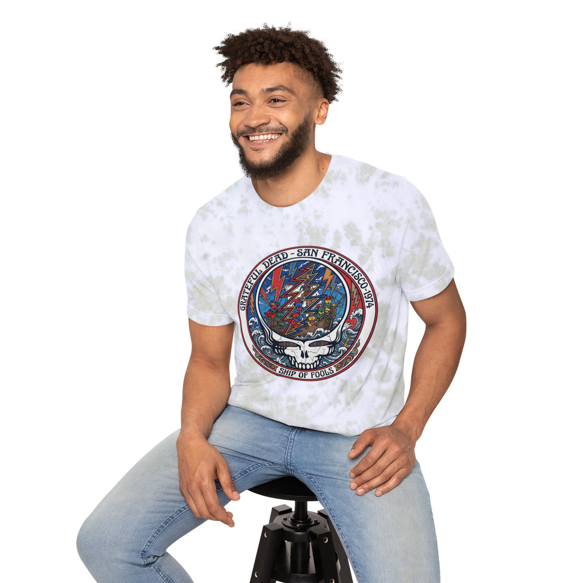 Steal Your Face Skull Grateful Dead T-Shirt | Tie Dye Band Tee, Ship of fools, Gift for a Deadhead friend, dad, mom, brother, grandpa