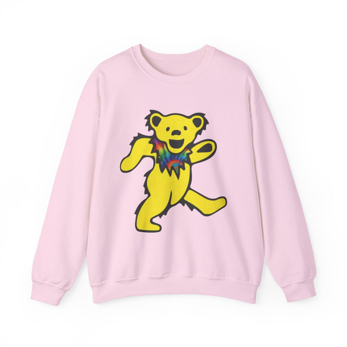 Grateful Dead Dancing Yellow Bear graphic Sweatshirt | Psychedelic Tie-Dye Collar