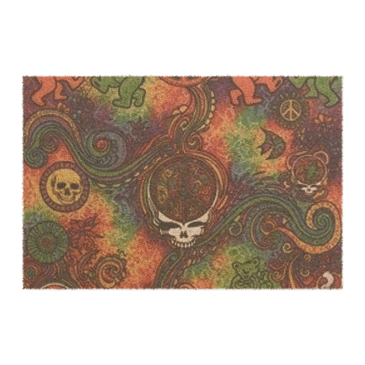 Psychedelic Skull Swirl Doormat | Tie-Dye Grateful Dead Inspired Welcome Mat