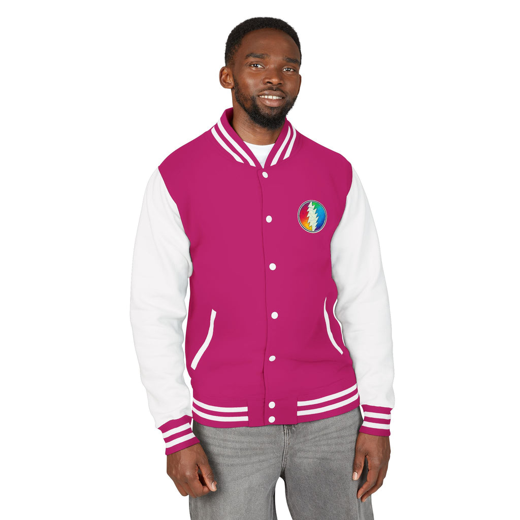 Rainbow Grateful Dead Steal Your Face Letterman Jacket | Varsity Jacket, gift for deadhead unisex
