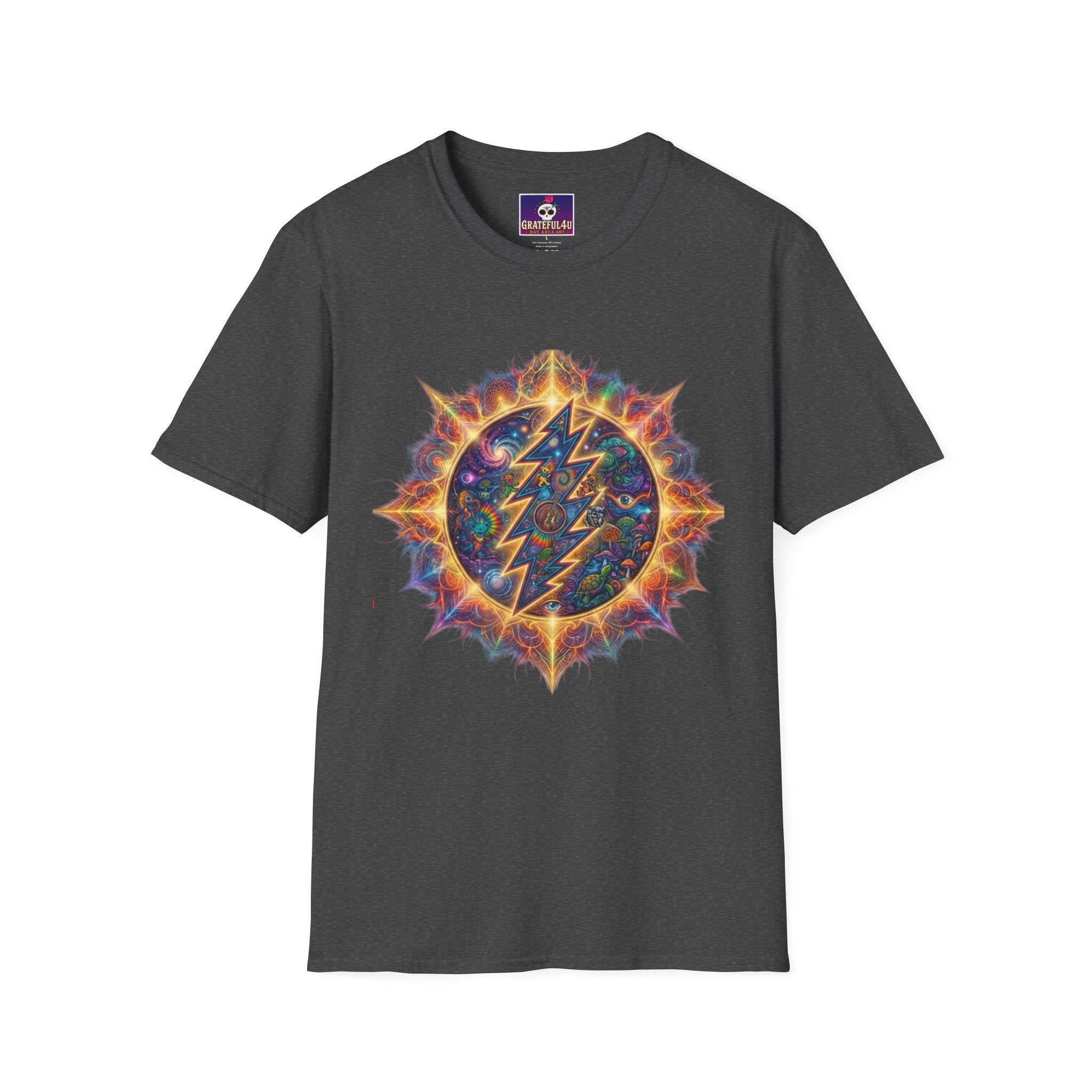 Psychedelic Lightning Mandala T-Shirt | Grateful Dead Inspired Hippie Tee