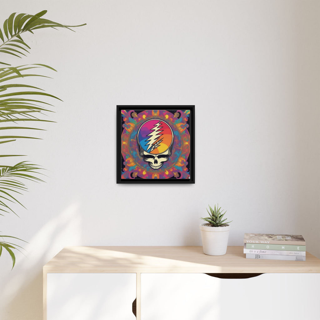 Psychedelic Lightning Skull Matte Canvas Framed | Grateful Dead Wall Art