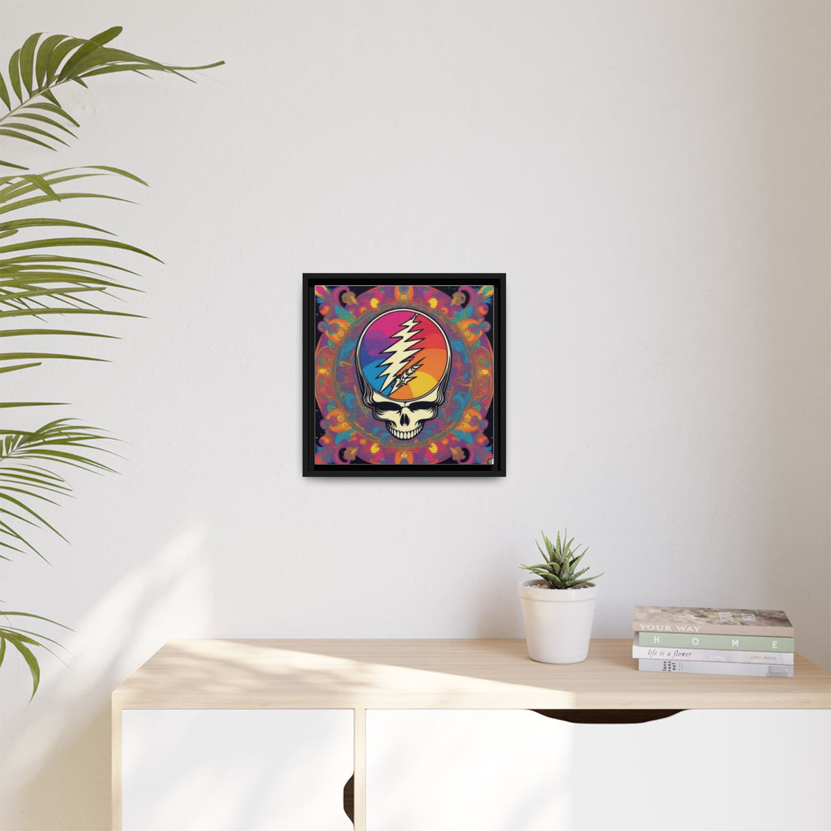 Psychedelic Lightning Skull Matte Canvas Framed | Grateful Dead Wall Art