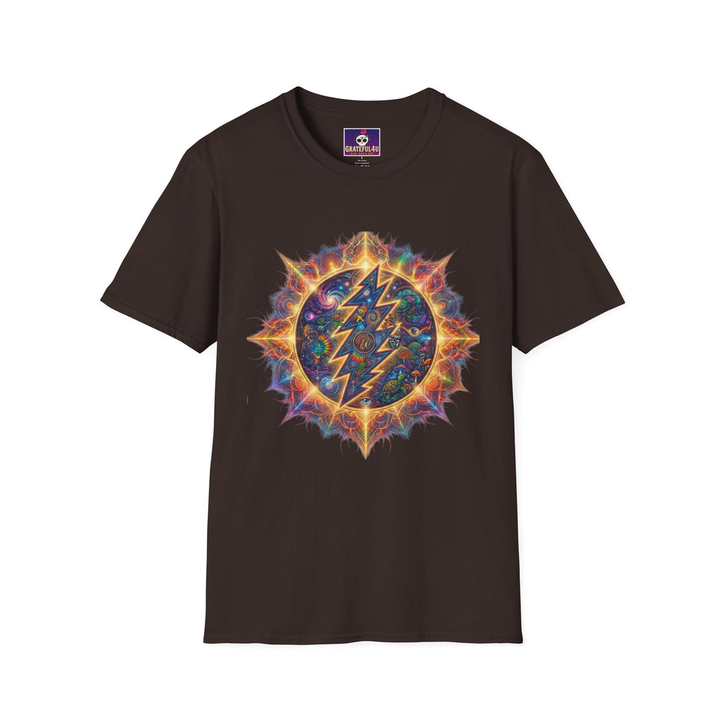 Psychedelic Lightning Mandala T-Shirt | Grateful Dead Inspired Hippie Tee