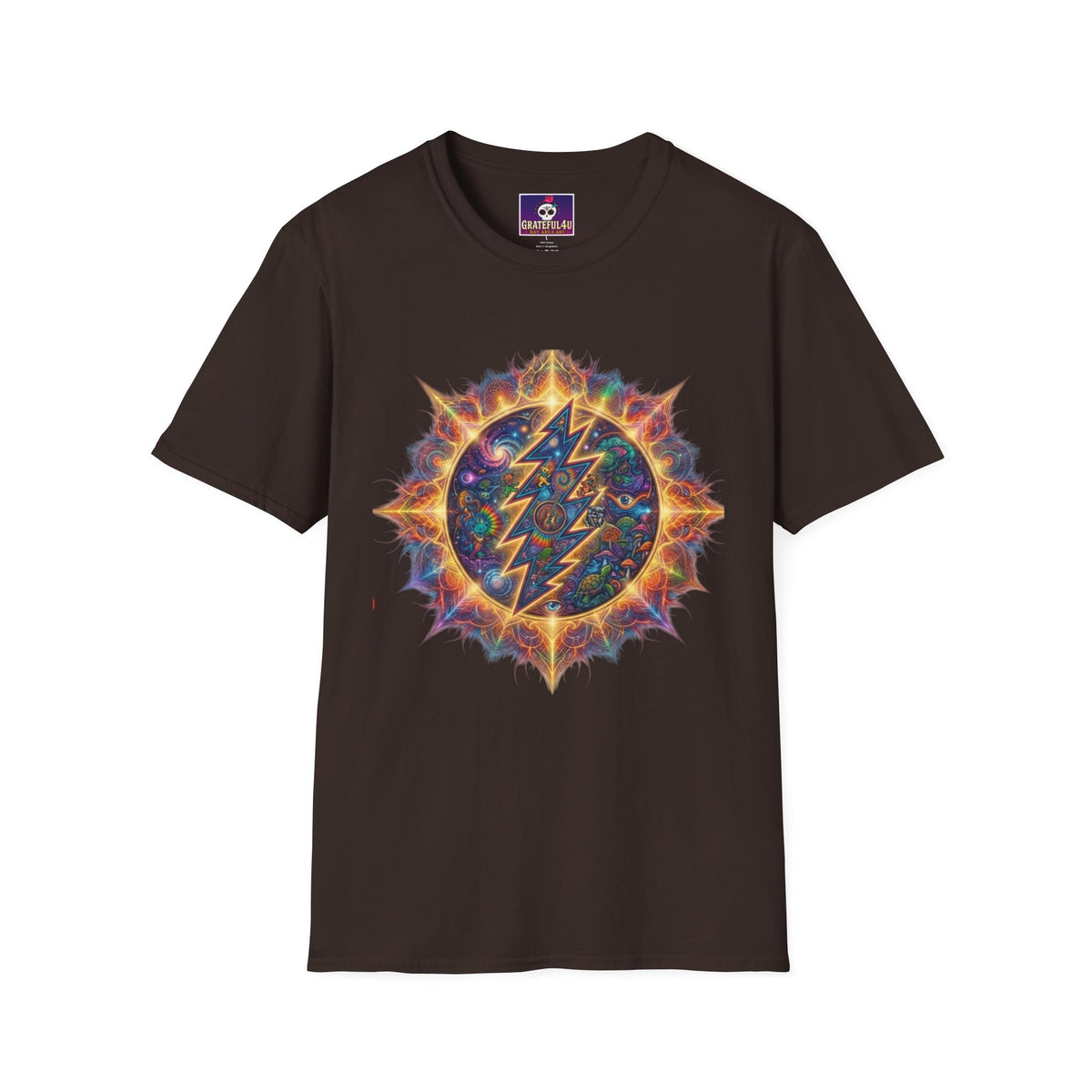 Psychedelic Lightning Mandala T-Shirt | Grateful Dead Inspired Hippie Tee