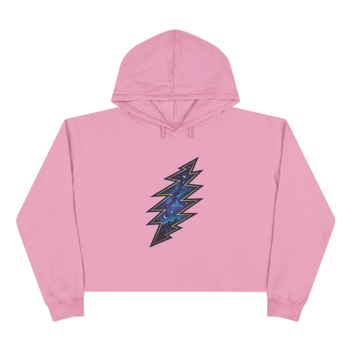 Grateful Dead Galaxy Lightning Bolt Crop Hoodie | Space Thunderbolt Cropped Sweatshirt