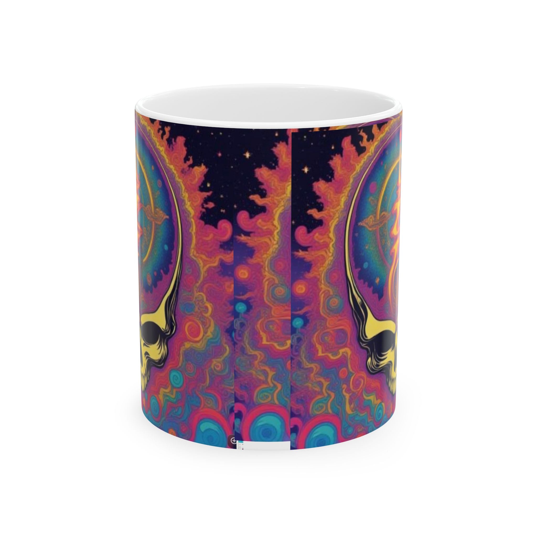 Psychedelic Cosmic Skull Mug | Colorful Trippy Space Design