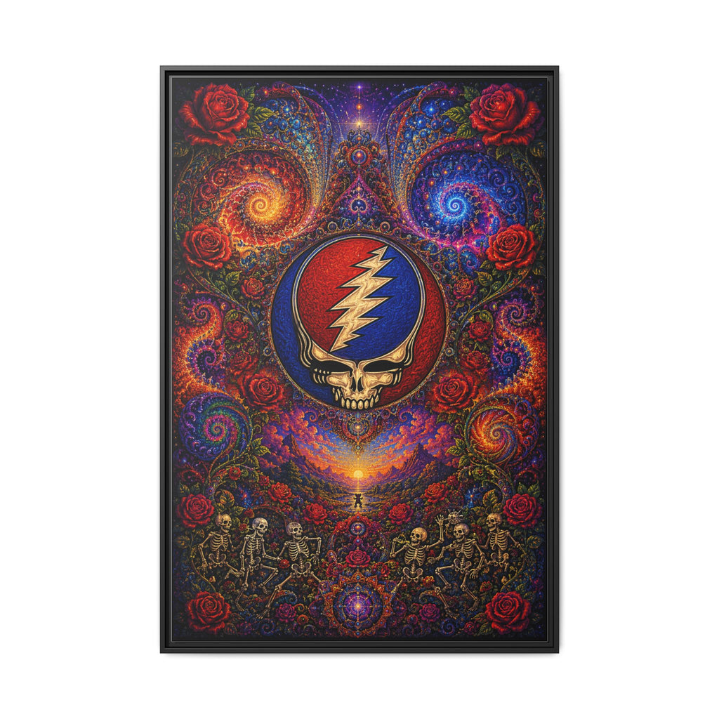 Steal Your Face Skull Lightning Canvas Framed Wall Art | Matte Framed Canvas, Grateful Dead, gift for a deadhead