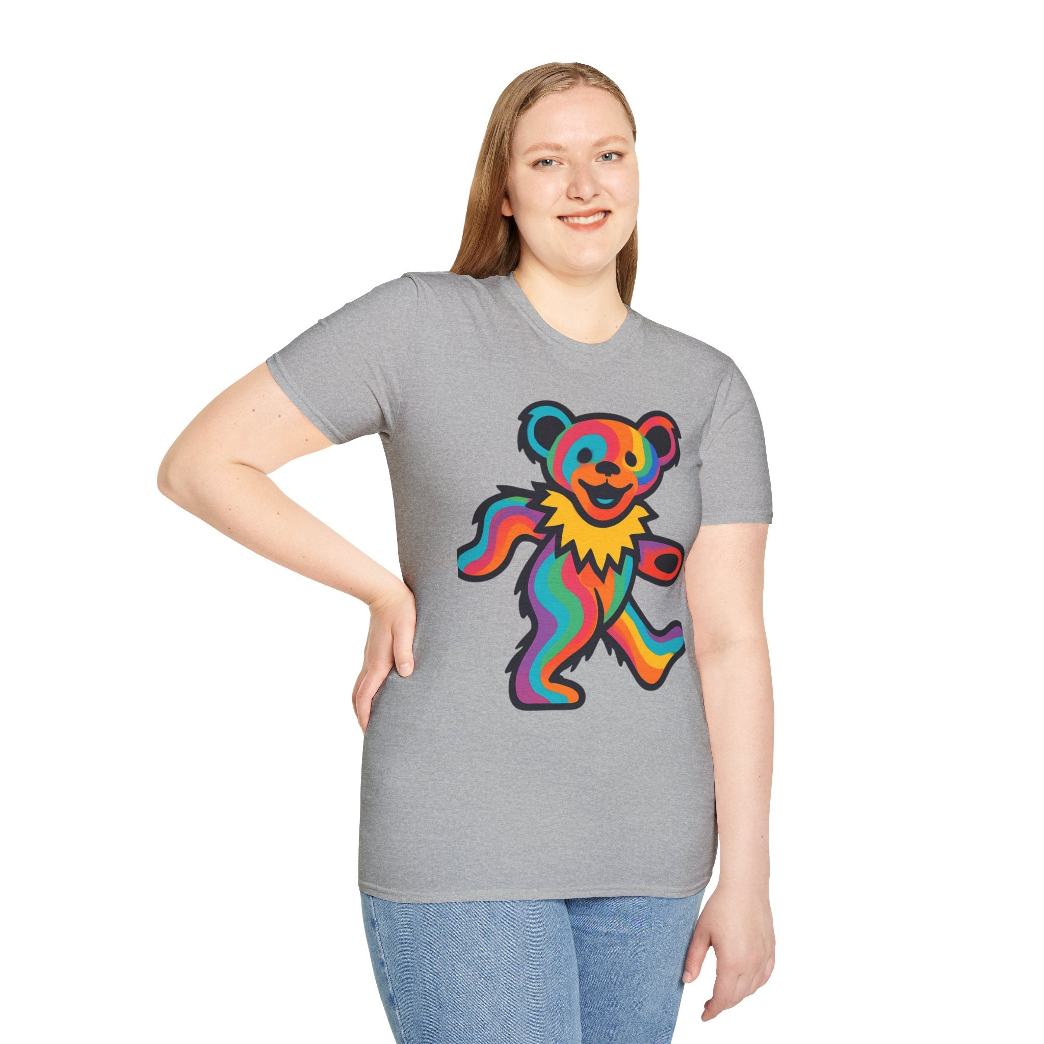 Colorful Dancing Bear T-Shirt | Rainbow Psychedelic Grateful Dead Style