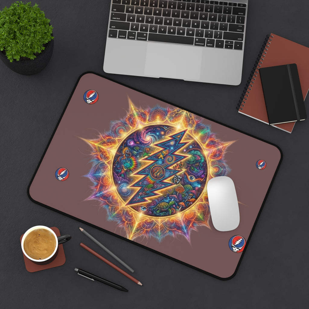 Psychedelic Lightning Skull Mandala Desk Mat | Grateful Dead Inspired
