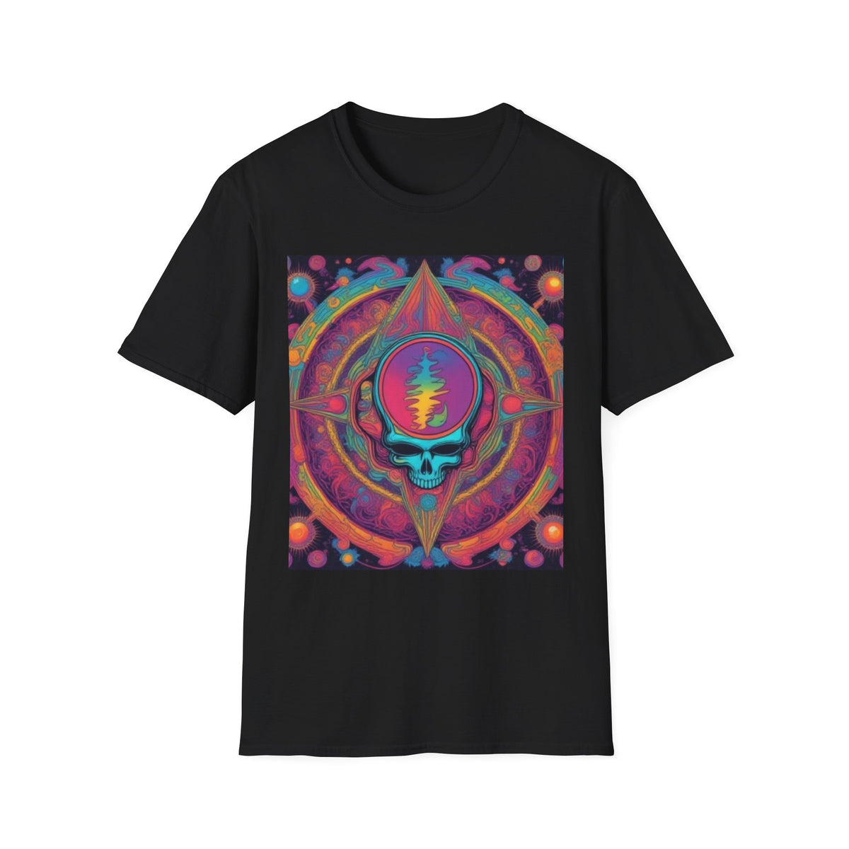 Psychedelic Skull Mandala T-Shirt | Retro Rainbow Grateful Dead Style