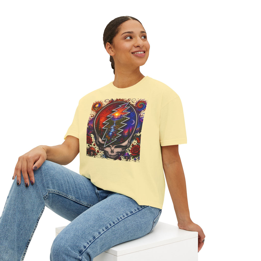 Grateful Dead Steal Your Face Lightning Skull Tee | Boxy Crop Shirt