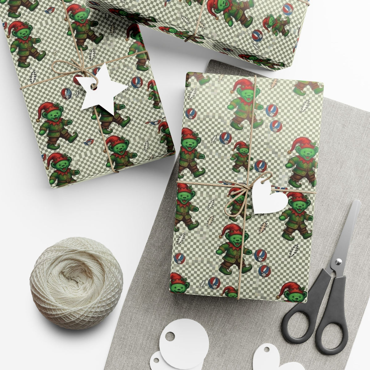 Gingerbread Elf Pattern Gift Wrap Paper | Christmas Wrapping Paper Roll, grateful dead, gift for deadhead