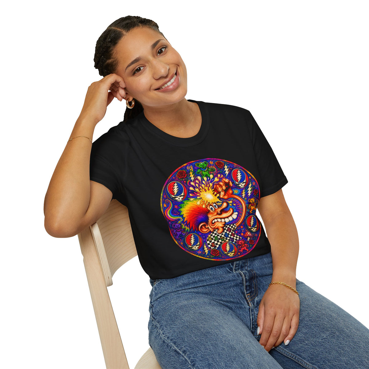 Psychedelic Grateful Dead T-Shirt | Retro Rainbow Skull Lightning