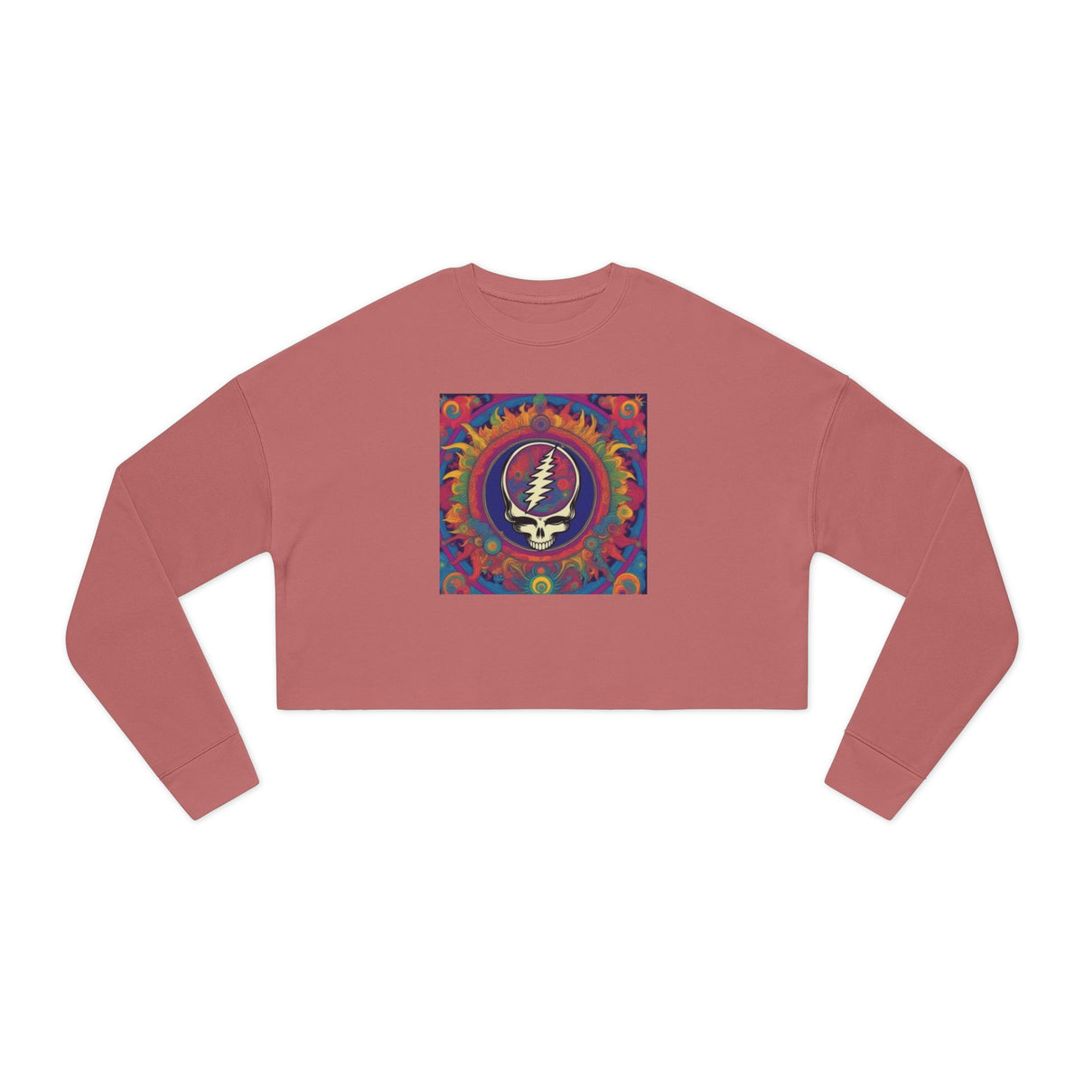 Grateful Dead Steal Your Face Cropped Sweatshirt | Psychedelic Tie-Dye Skull