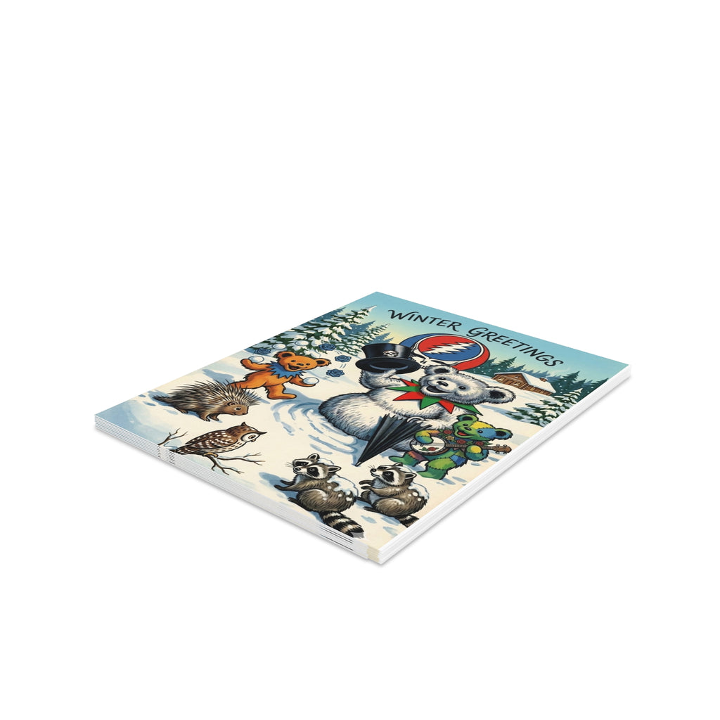 Winter Greetings Grateful Dead Bears Holiday Cards | Greeting Card gift for deadhead