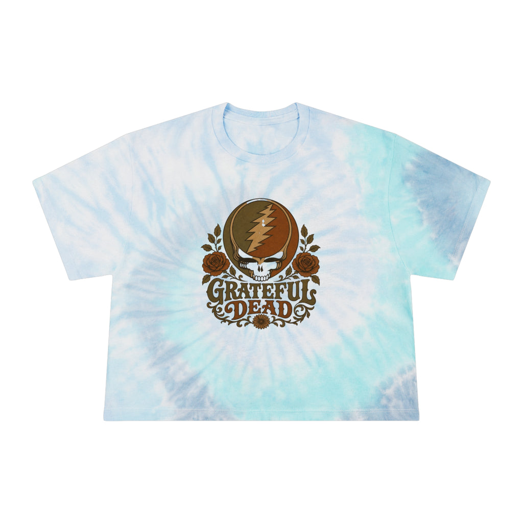 Grateful Dead Skull Roses Tie-Dye Crop Tee | Band Logo, Vintage Music, shirt for her, gift for deadhead