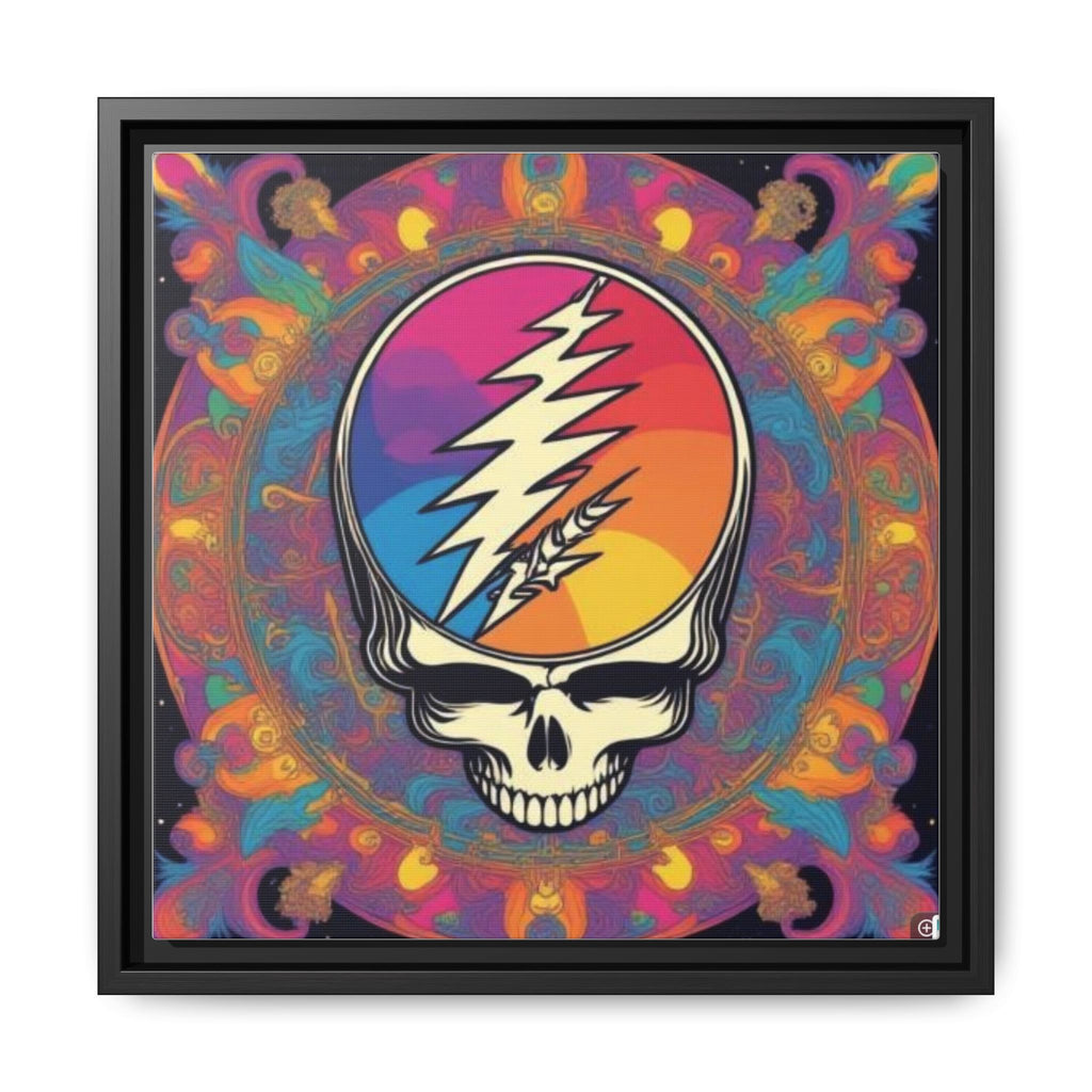 Psychedelic Lightning Skull Matte Canvas Framed | Grateful Dead Wall Art