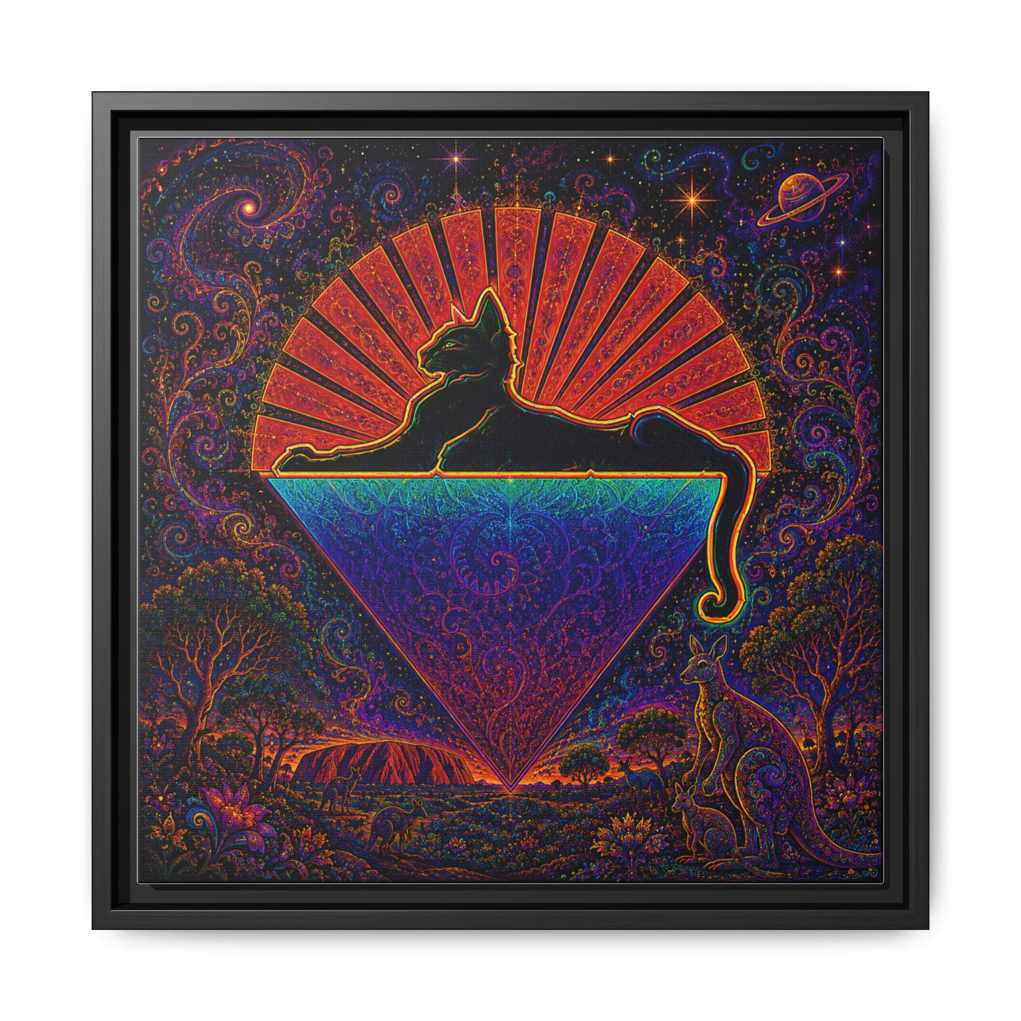 Cats down under the stars Mystic Cat Silhouette Canvas