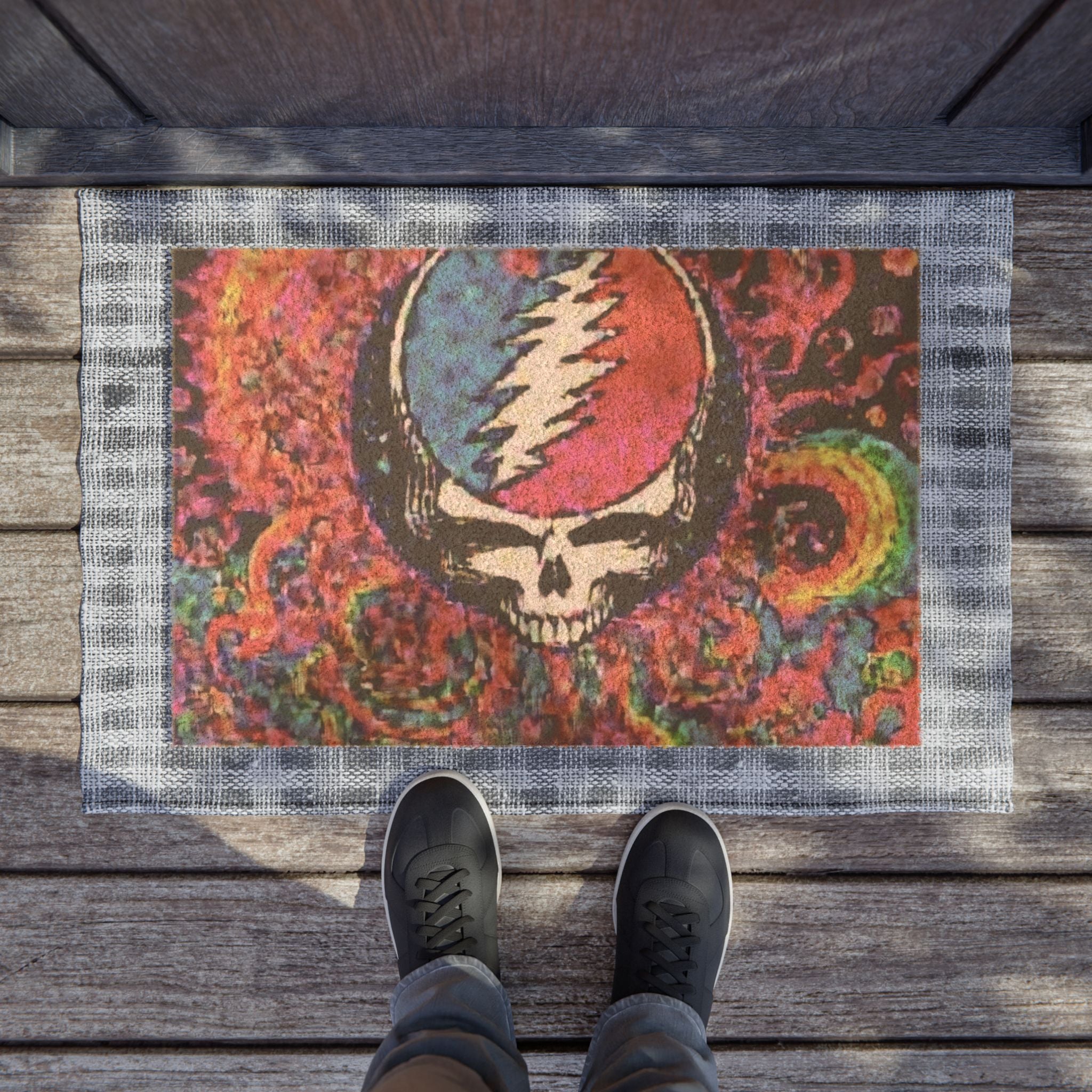 Grateful Dead Steal Your Face Skull Doormat | Psychedelic Entrance Mat