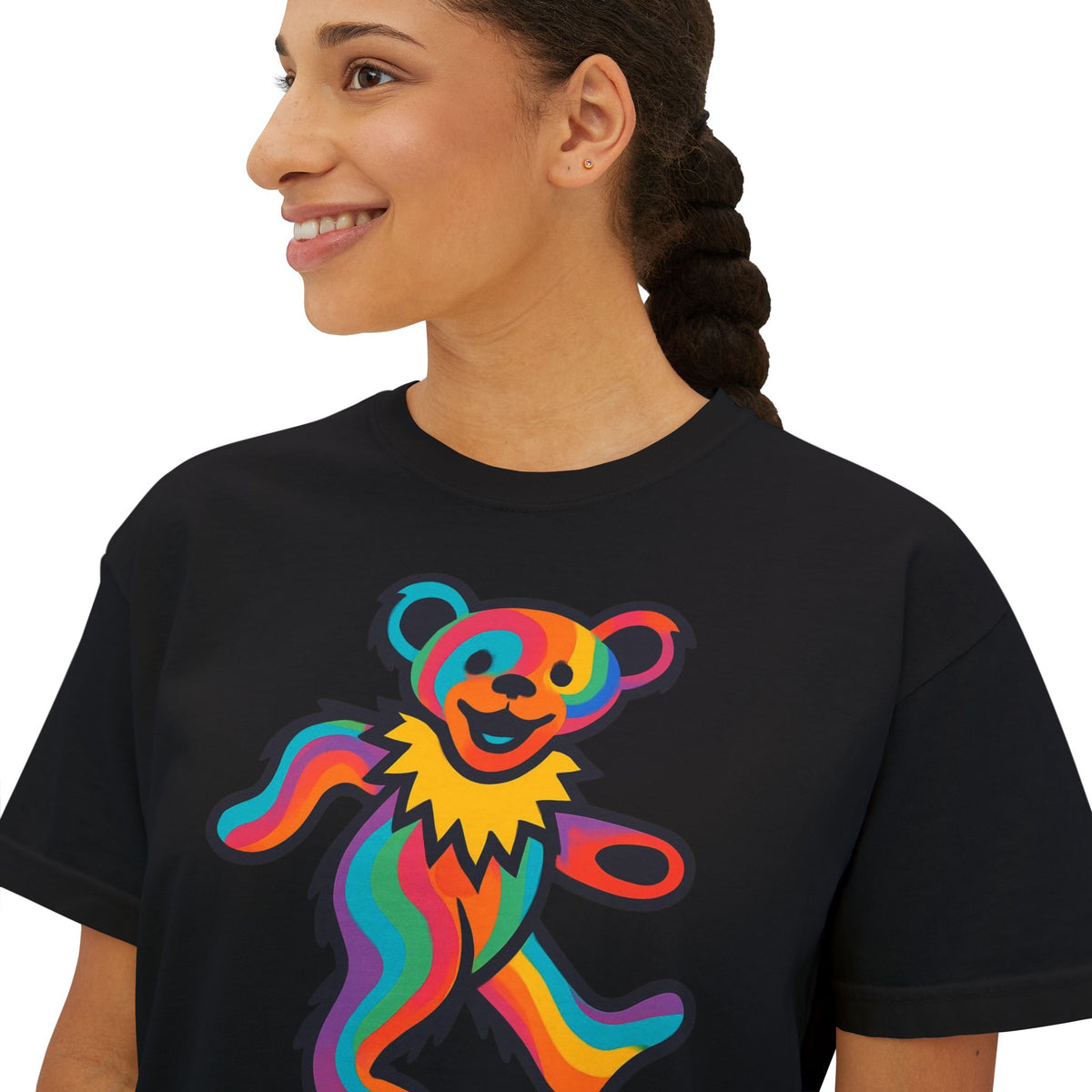 Colorful Dancing Bear shirt | Boxy Tee, Grateful Dead inspired, gift for a deadhead, shirt for a festival, yoga, home