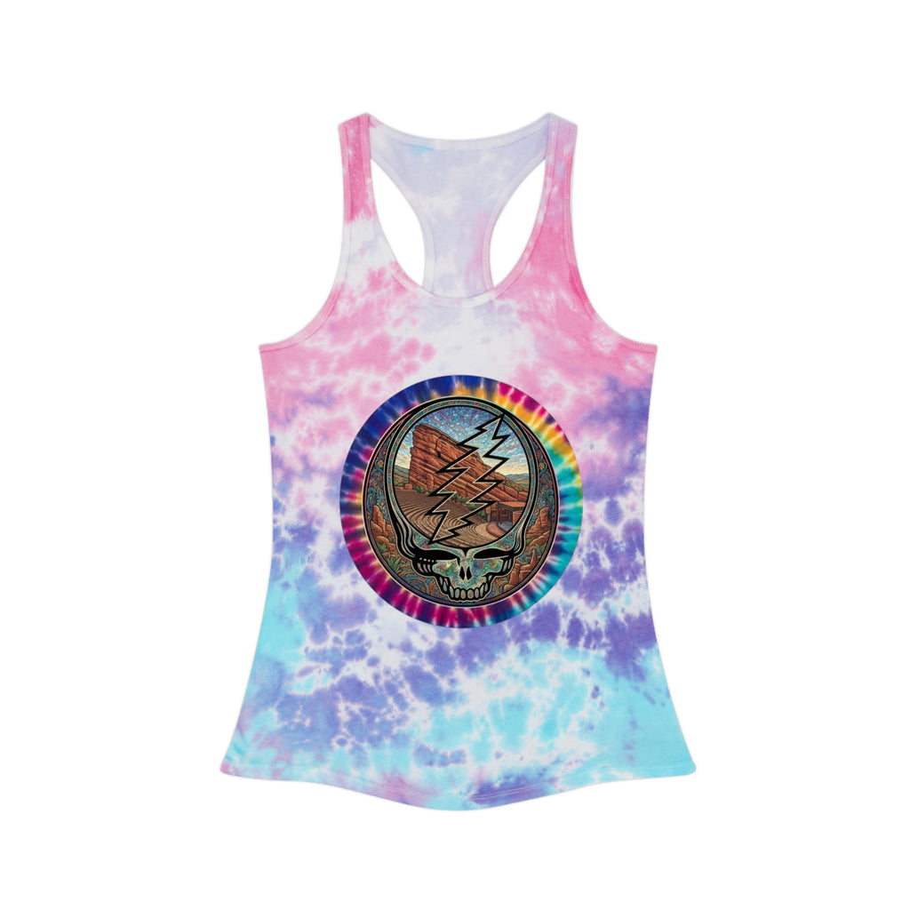 Steal Your Face Tie Dye Racerback Tank Top | Pastel Grateful Dead, gift for deadhead, red rocks amphitheater
