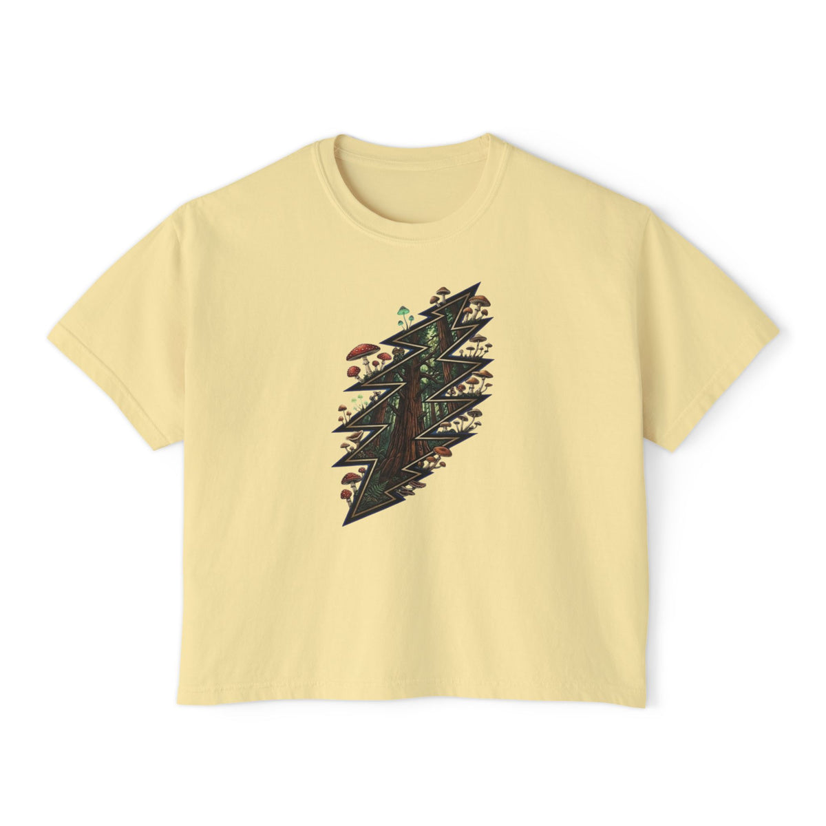 Grateful Dead Forest Lightning Bolt Tee | Woodland Mushrooms, Trees, Nature Graphic