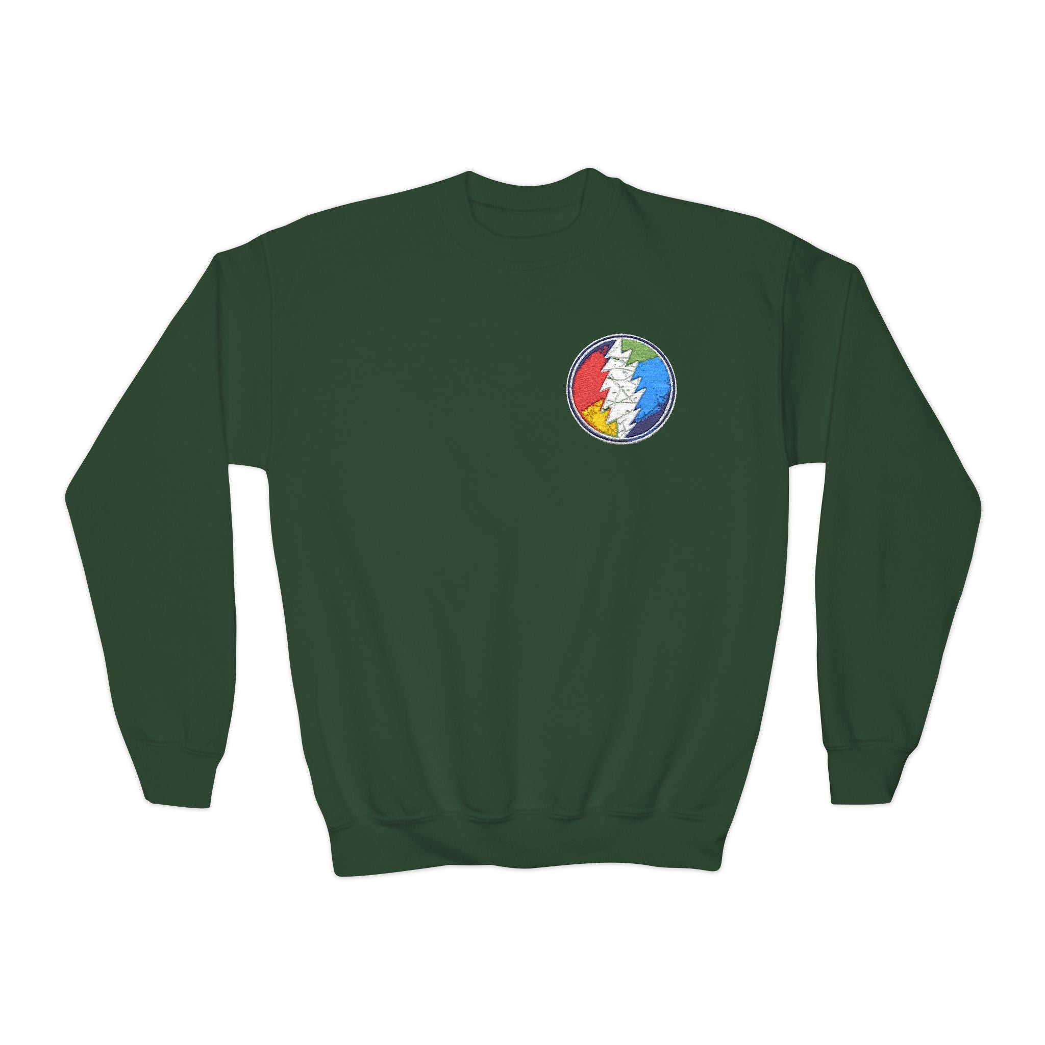 Grateful Dead Steal Your Face Logo Youth Crewneck Sweatshirt | Band Skull Patch