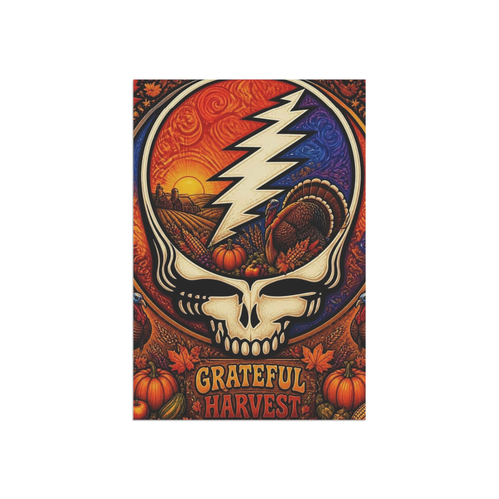Grateful Harvest skull lightning Garden Flag | House Banner, Autumn Pumpkin Decor, Grateful Dead inspired