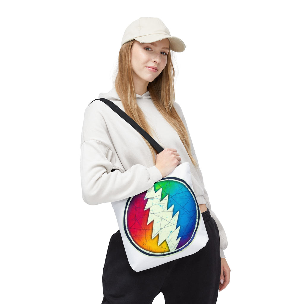 Rainbow Steal Your Face Tote Bag | Psychedelic Grateful Dead Circle