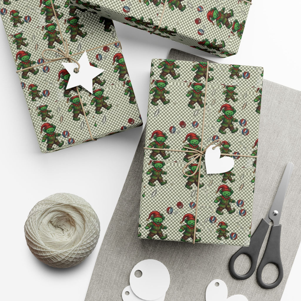 Grateful Dead Holiday Pattern Gift Wrap | Red Music Band Wrapping Paper