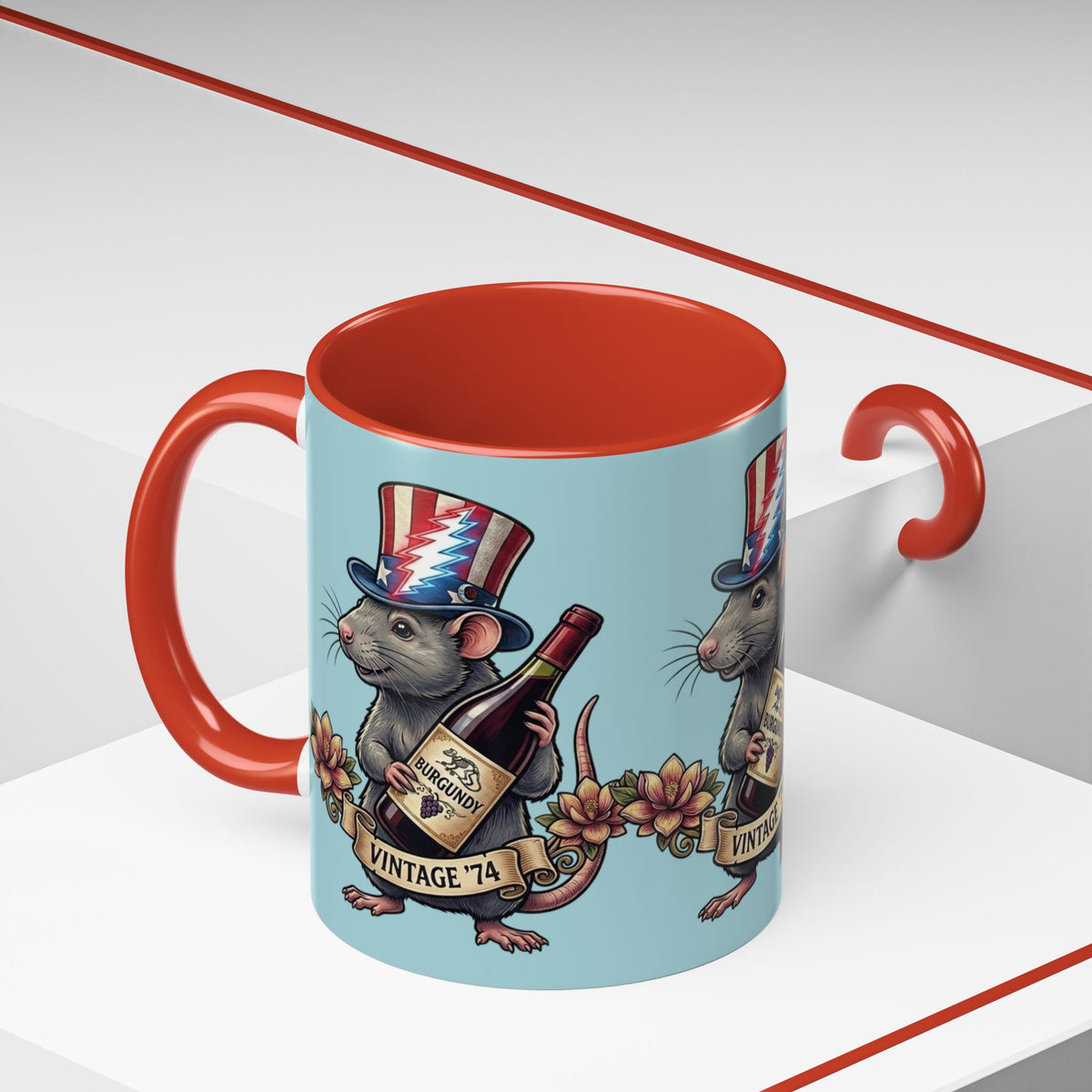 Grateful Dead Wharf rat  Accent Coffee Mug | Vintage '74 , gift for a deadhead dad, mom, friend, brother