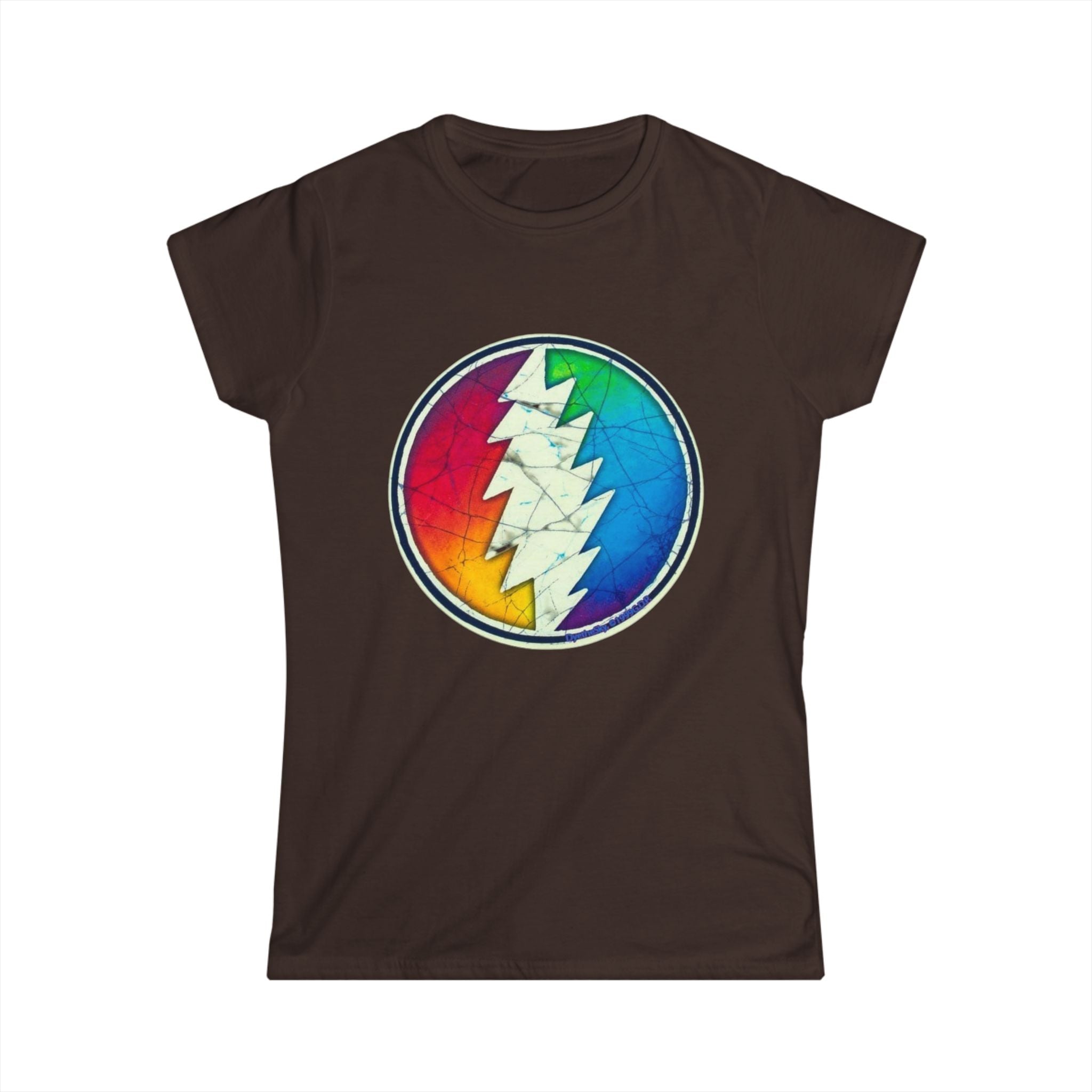 Rainbow Lightning Bolt Circle Tee | Psychedelic Grateful Dead Inspired Shirt