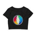 Rainbow Lightning Bolt Skull Crop Tee | Psychedelic Grateful Dead Style