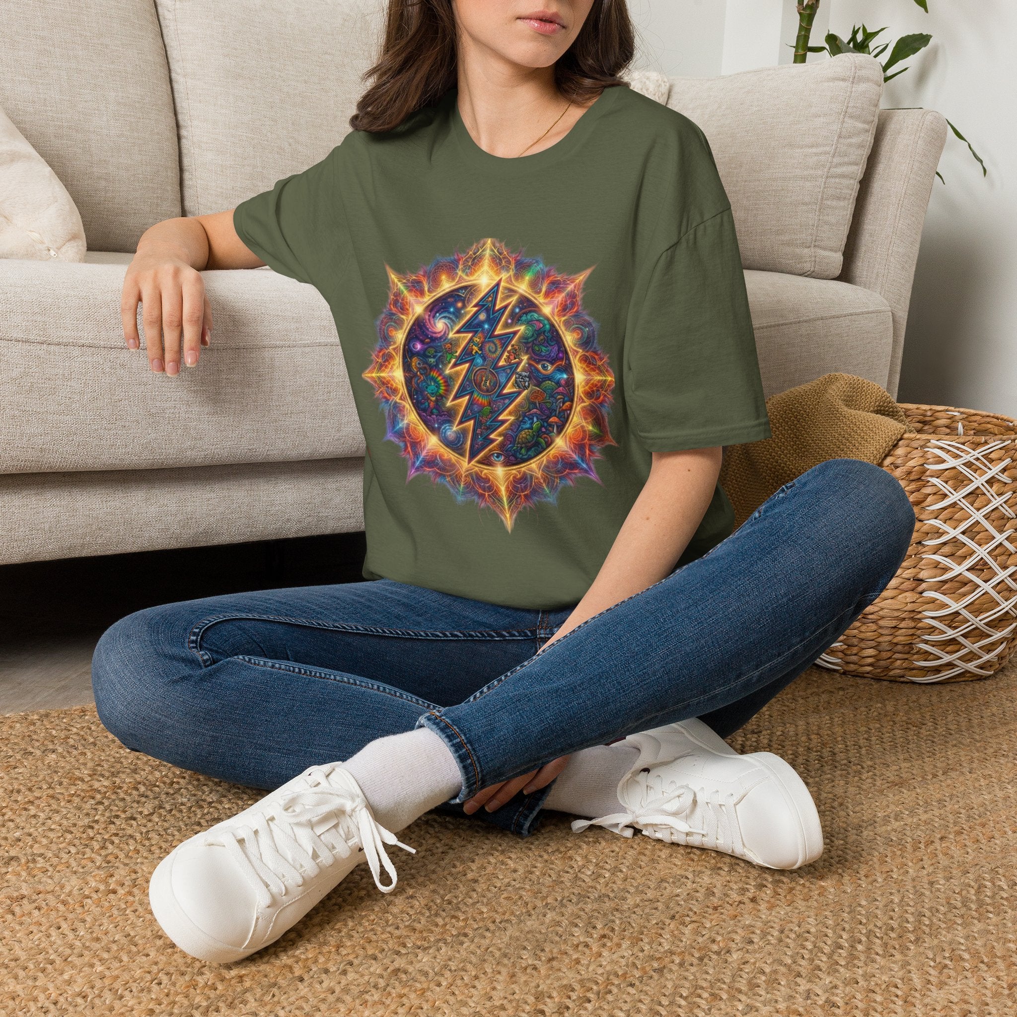 Psychedelic Lightning Mandala T-Shirt | Grateful Dead Inspired Hippie Tee